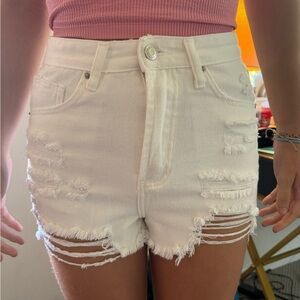 SHEIN ripped white cut off jean shorts